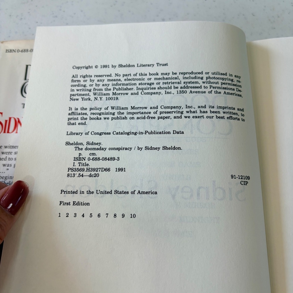 Sidney Sheldon The Doomsday Conspiracy Hardcover First Edition 1991 Thriller - Picture 3 of 8